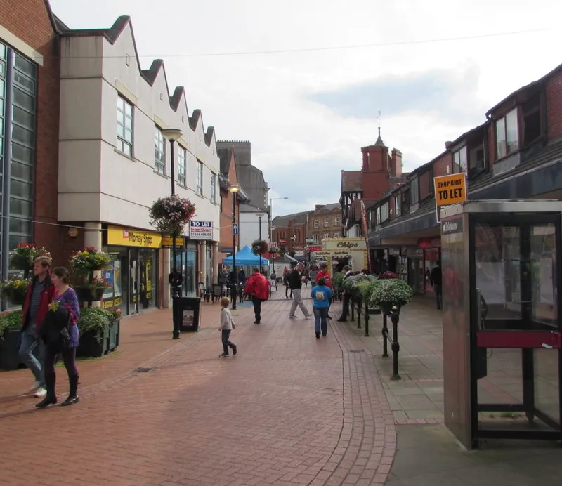 Queen Street in Wrexham town centre — a typical North Wales town we serve